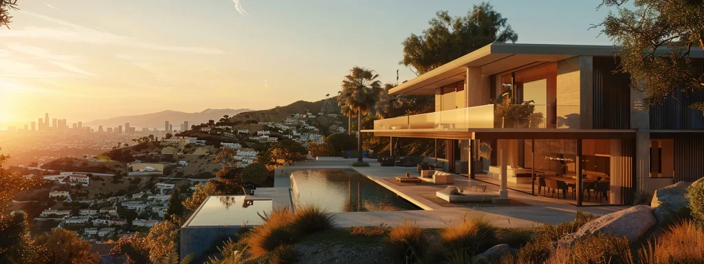 luxurious villas nestled in the hollywood hills with iconic views of the cityscape.